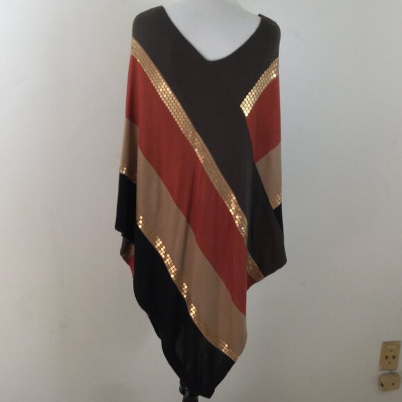 Ellen Tracy Sequin Colorblock Poncho s/p - Picture 5 of 11